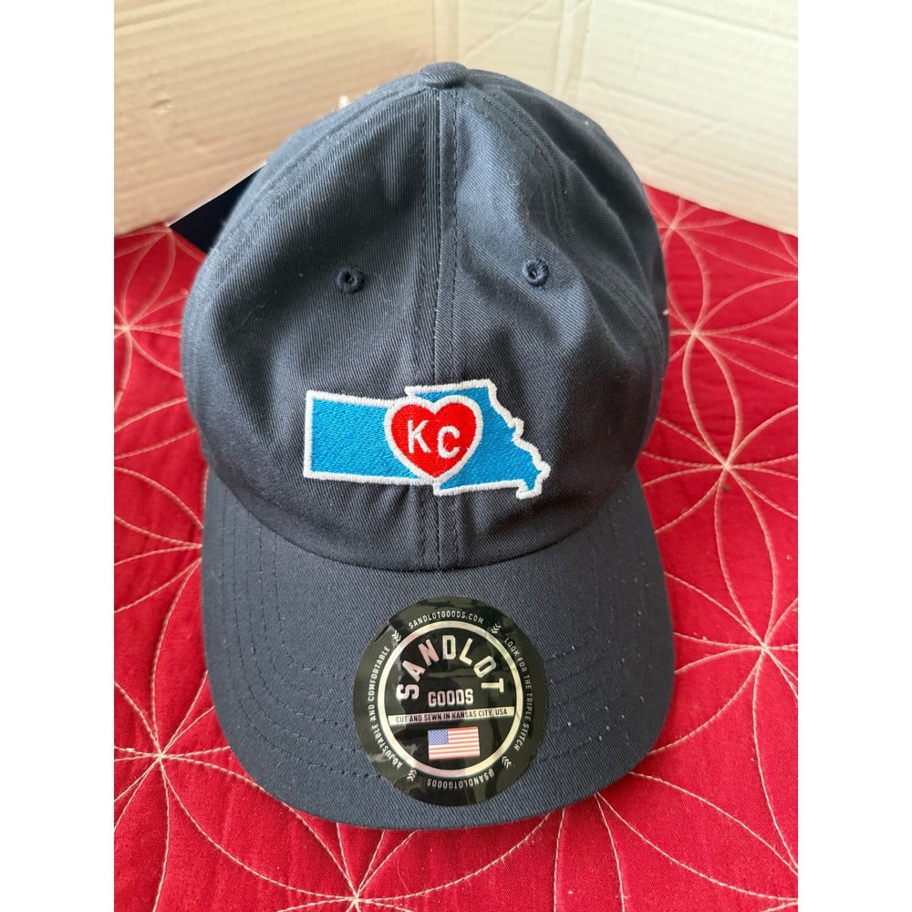 Sandlot Goods Kansas City Heart State Logo Hat Navy Blue Adjustable Made in USA